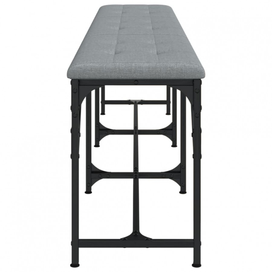 Banc à manger gris clair 186x32x45 cm acier et tissu