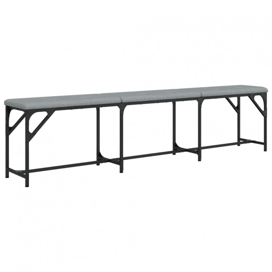 Banc à manger gris clair 186x32x45 cm acier et tissu