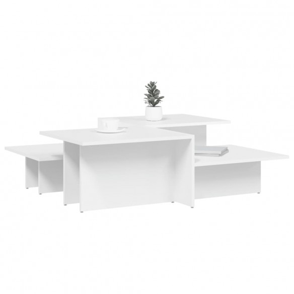 Tables basses 2 pcs blanc bois d'ingénierie