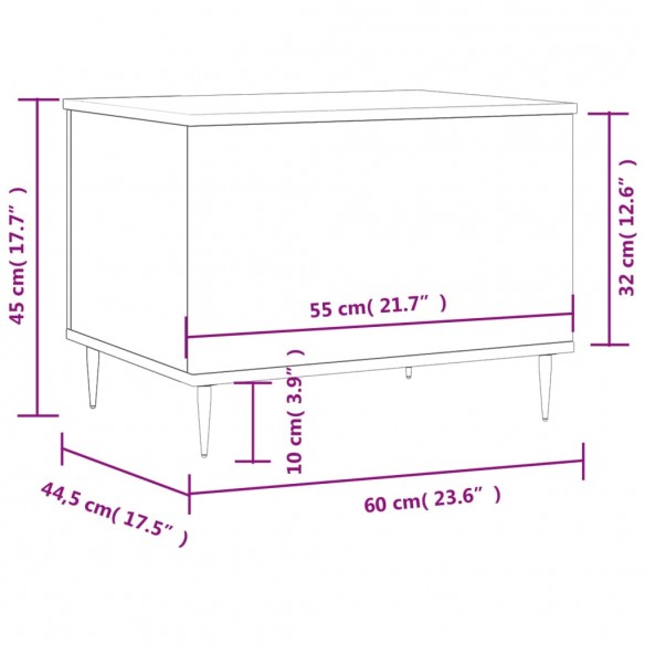 Table basse Blanc 60x44,5x45 cm Bois d'ingénierie