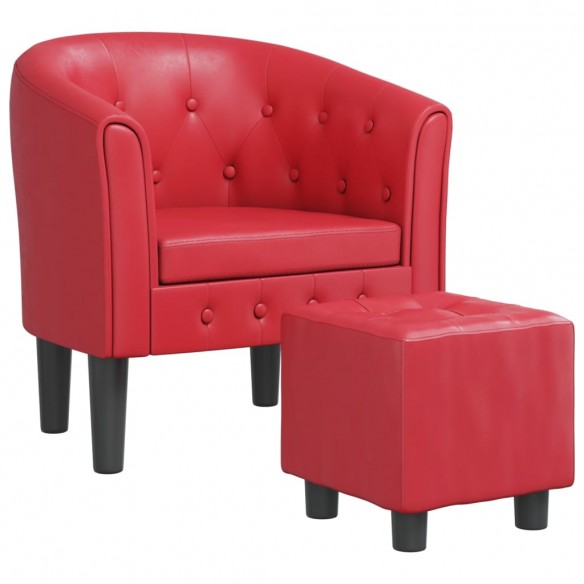 Fauteuil cabriolet avec repose-pied rouge similicuir