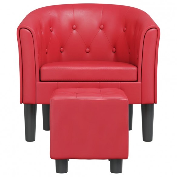 Fauteuil cabriolet avec repose-pied rouge similicuir