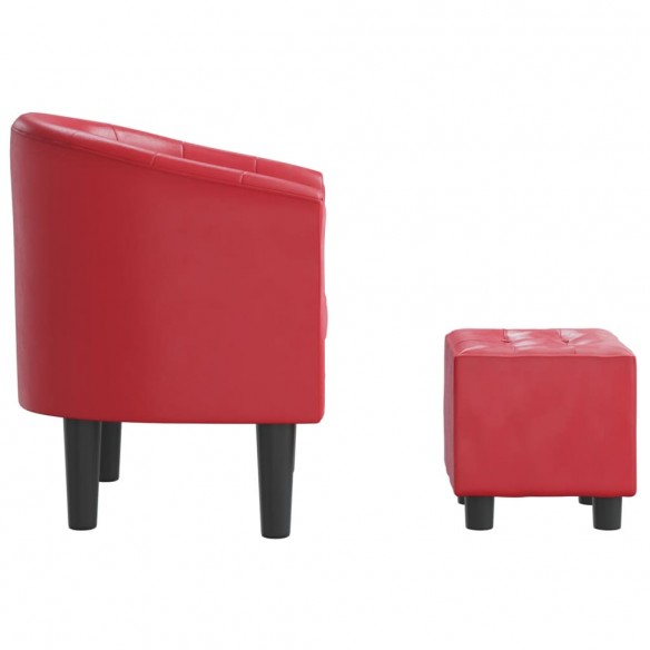 Fauteuil cabriolet avec repose-pied rouge similicuir