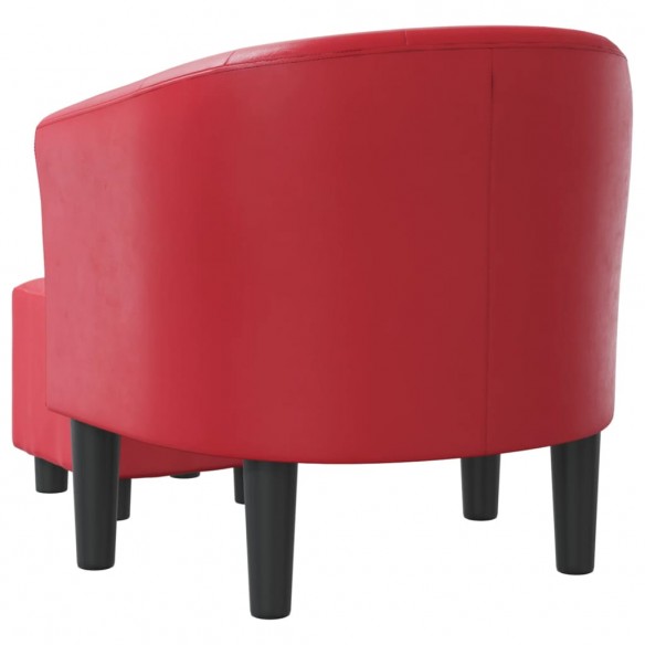 Fauteuil cabriolet avec repose-pied rouge similicuir