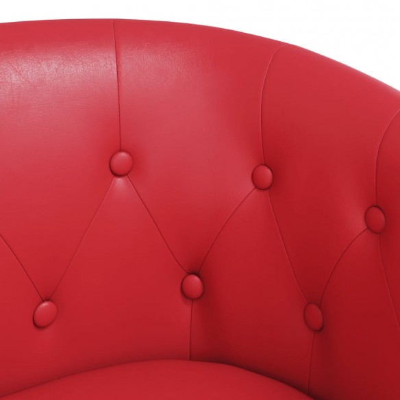 Fauteuil cabriolet avec repose-pied rouge similicuir