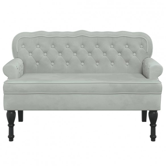 Banc avec dossier gris clair 119,5x64,5x75 cm velours