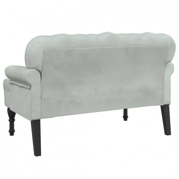 Banc avec dossier gris clair 119,5x64,5x75 cm velours