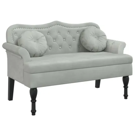 Banc avec coussins gris clair 120,5x65x75 cm velours 2