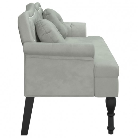 Banc avec coussins gris clair 120,5x65x75 cm velours