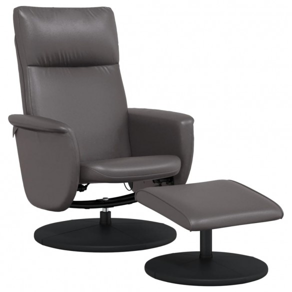 Fauteuil inclinable avec repose-pied gris similicuir