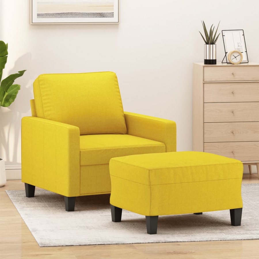 Fauteuil avec repose-pied Jaune clair 60 cm Tissu