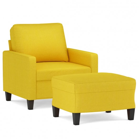 Fauteuil avec repose-pied Jaune clair 60 cm Tissu