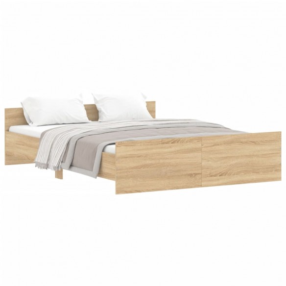 Cadre de lit tête de lit et pied de lit chêne sonoma 150x200 cm