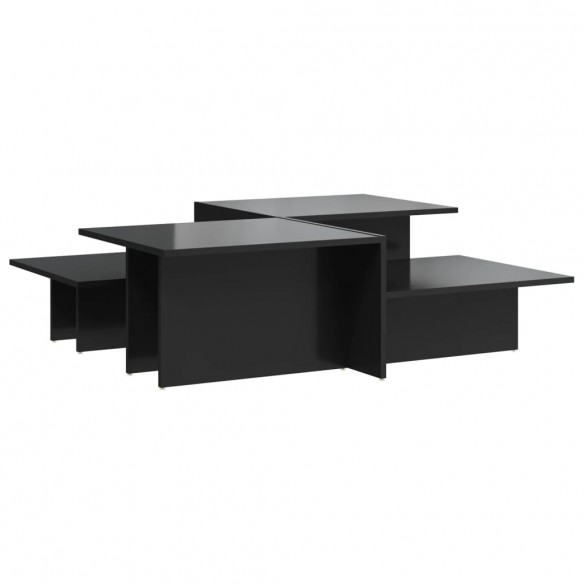 Tables basses 2 pcs noir brillant bois d'ingénierie