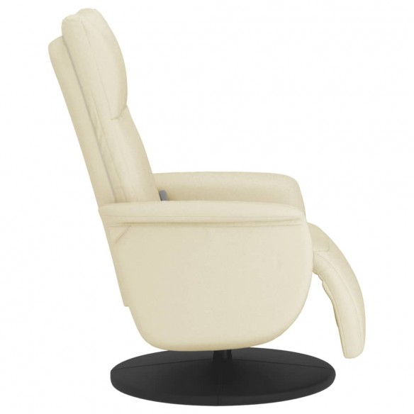 Fauteuil inclinable de massage et repose-pieds crème similicuir