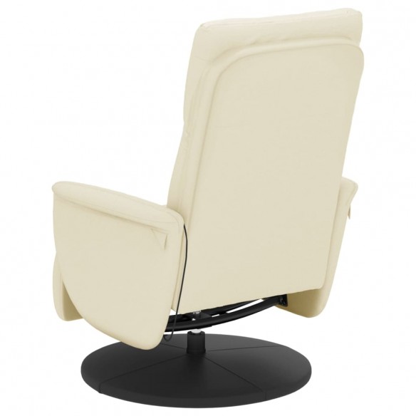 Fauteuil inclinable de massage et repose-pieds crème similicuir