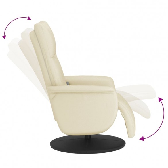 Fauteuil inclinable de massage et repose-pieds crème similicuir