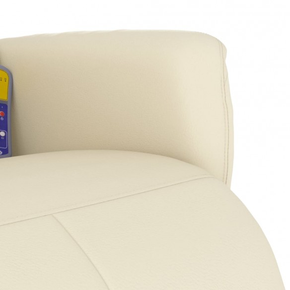 Fauteuil inclinable de massage et repose-pieds crème similicuir