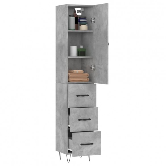 Buffet haut Gris béton 34,5x34x180 cm Bois d'ingénierie