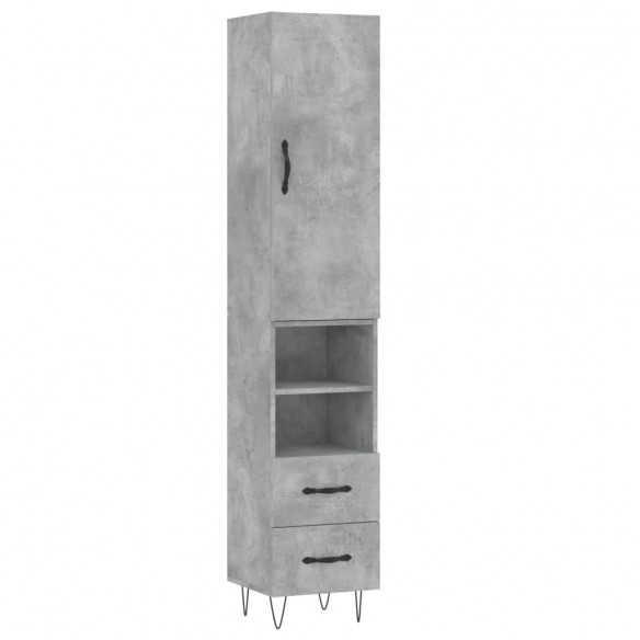 Buffet haut Gris béton 34,5x34x180 cm Bois d'ingénierie