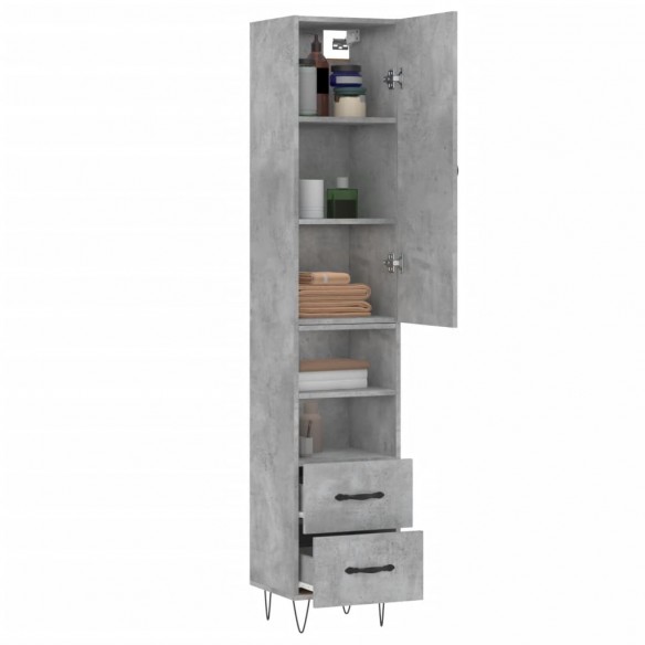 Buffet haut Gris béton 34,5x34x180 cm Bois d'ingénierie