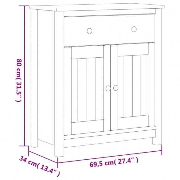 Armoire de salle de bain BERG blanc 69,5x34x80 cm pin massif