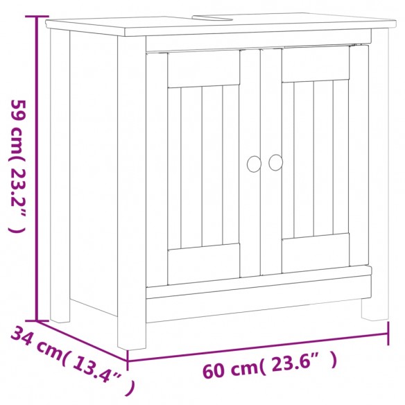 Meubles de salle de bain 3 pcs BERG blanc bois de pin massif