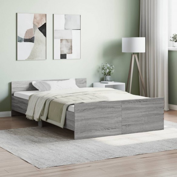 Cadre de lit tête de lit et pied de lit sonoma gris 120x190 cm