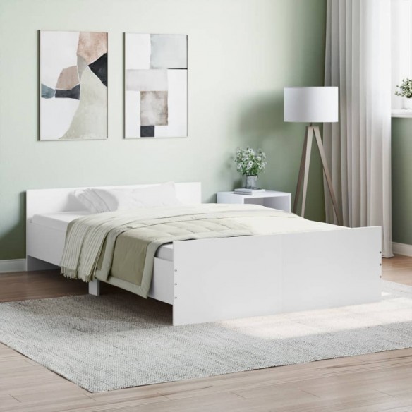 Cadre de lit avec tête de lit/pied de lit blanc 120x200 cm
