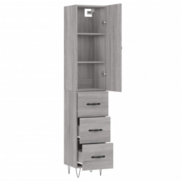 Buffet haut Sonoma gris 34,5x34x180 cm Bois d'ingénierie