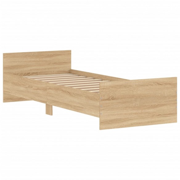 Cadre de lit chêne sonoma 75x190cm petit simple bois ingénierie