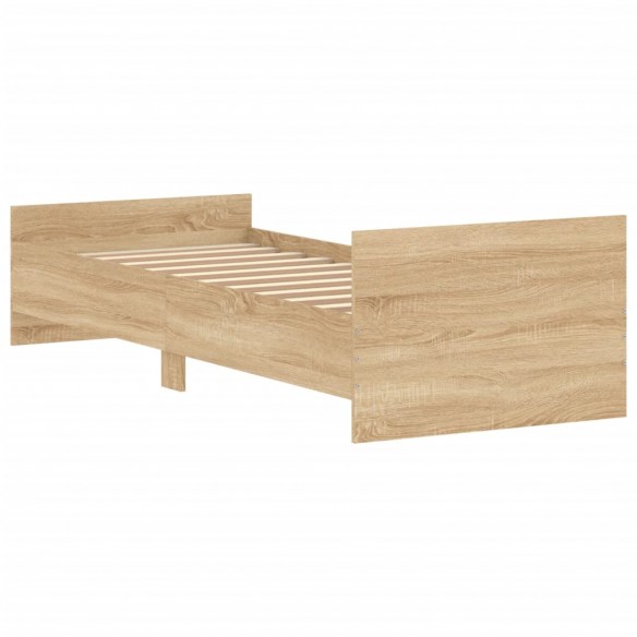 Cadre de lit chêne sonoma 75x190cm petit simple bois ingénierie