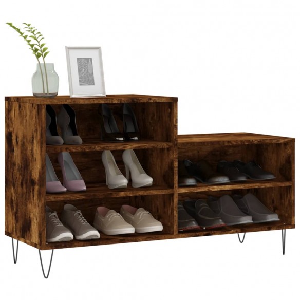 Armoire à chaussures Chêne fumé 102x36x60 cm Bois d'ingénierie