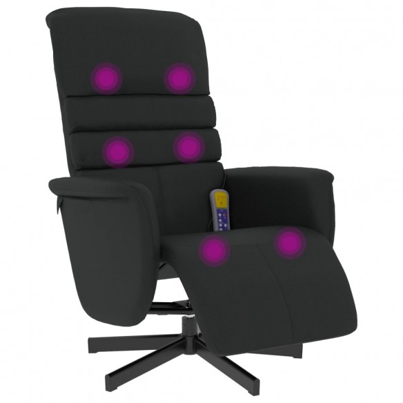 Fauteuil inclinable de massage repose-pieds noir similicuir