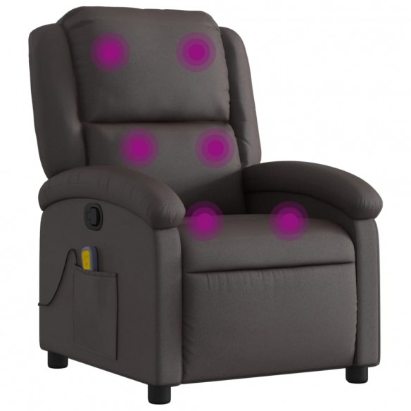 Fauteuil inclinable de massage marron foncé cuir véritable