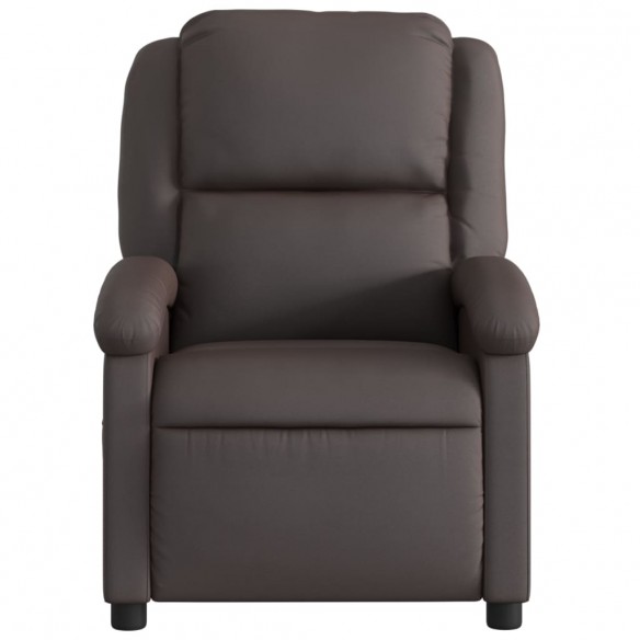 Fauteuil inclinable de massage marron foncé cuir véritable