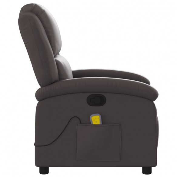 Fauteuil inclinable de massage marron foncé cuir véritable