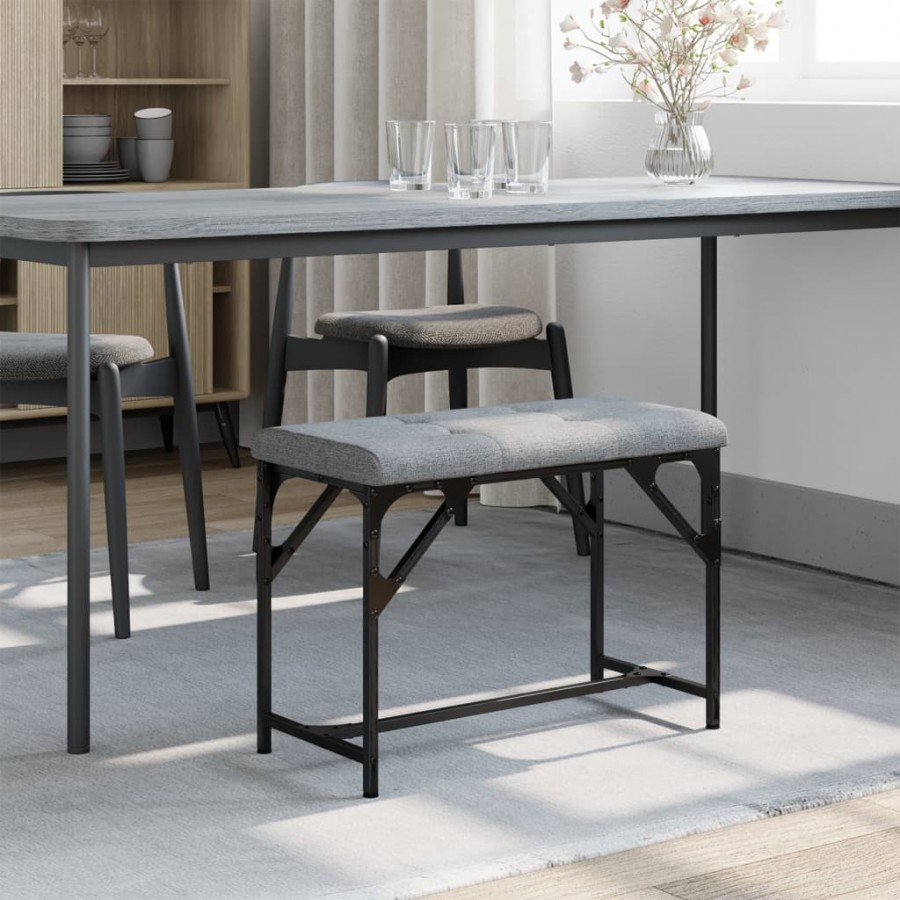Banc à manger gris clair 62x32x45 cm acier et tissu