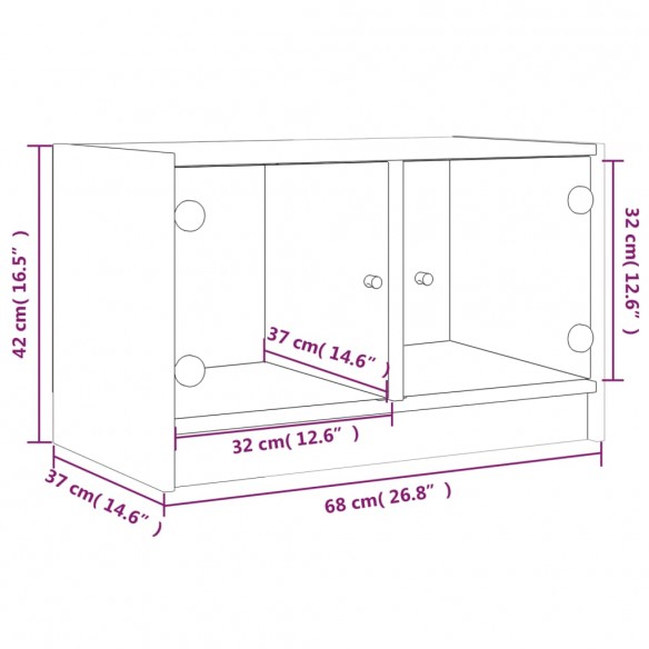 Meuble TV avec portes en verre blanc 68x37x42 cm