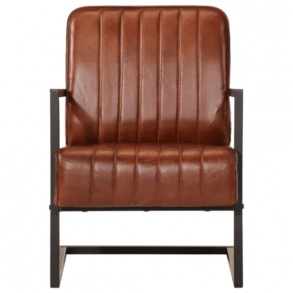 Fauteuil marron cuir véritable