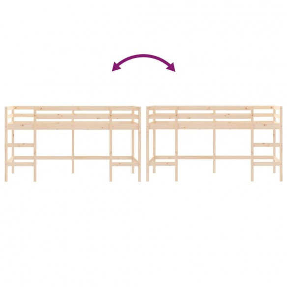 Lit mezzanine enfants échelle 90x190 cm bois pin massif