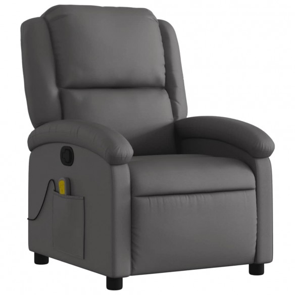 Fauteuil de massage inclinable gris cuir véritable