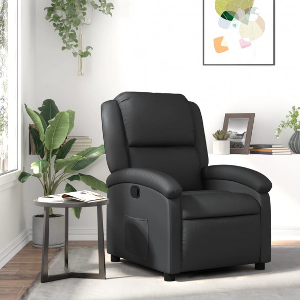 Fauteuil inclinable noir cuir véritable