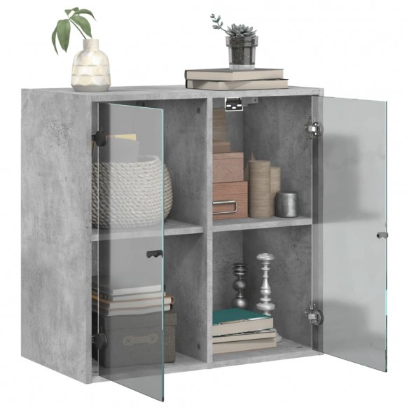 Armoire murale avec portes en verre gris béton 68x37x68,5 cm