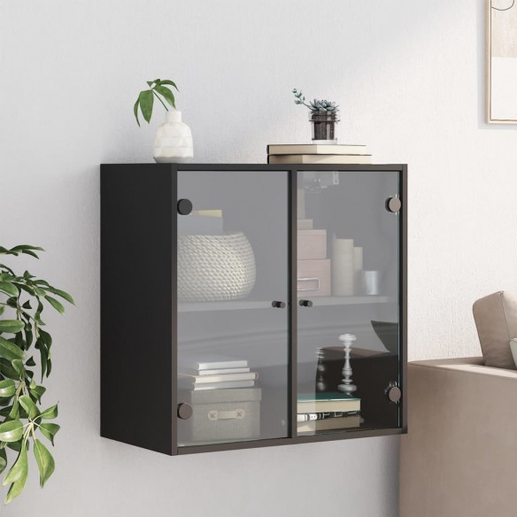 Armoire murale avec portes en verre noir 68x37x68,5 cm