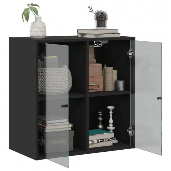 Armoire murale avec portes en verre noir 68x37x68,5 cm