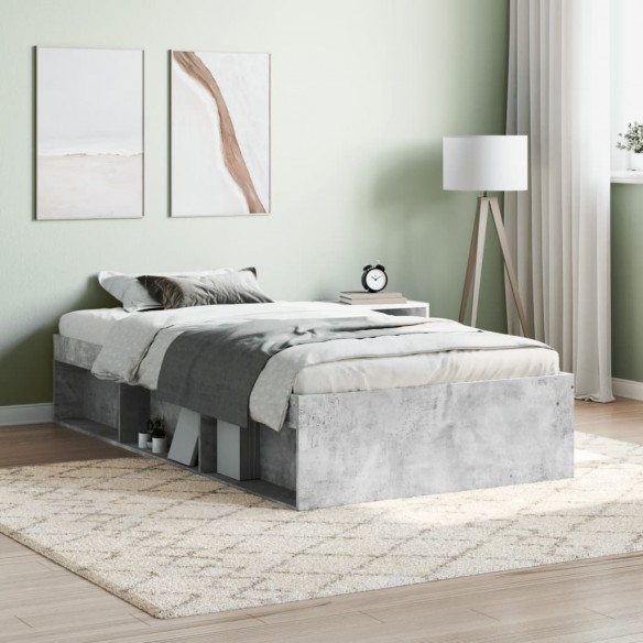 Cadre de lit gris béton 90x200 cm