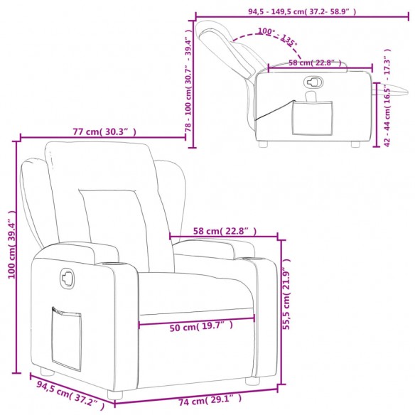 Fauteuil inclinable Gris Similicuir