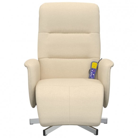 Fauteuil inclinable de massage avec repose-pieds crème tissu