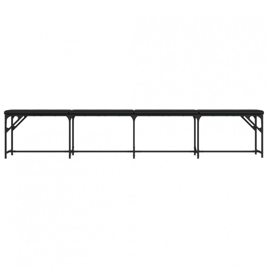 Banc à manger noir 248x32x45 cm acier et similicuir